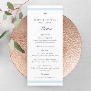 Modern Elegant Blue Boys Baptism Programme