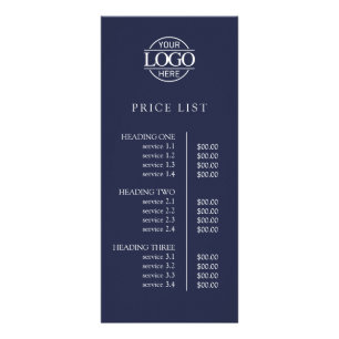 Modern Elegant Blue Business Logo Menu Price List