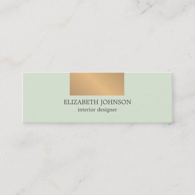 Modern Elegant Blue Faux Gold Interior Designer Mini Business Card (Front)