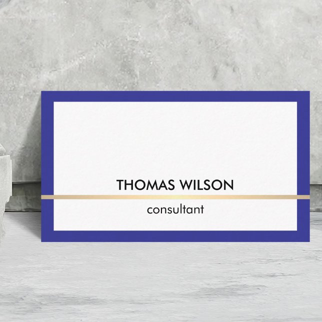 Modern Elegant Blue Faux Gold Line Consultant Business Card (Creator Uploaded)