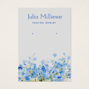 Modern elegant blue floral earring display card 