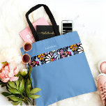Modern Elegant Blue Floral Pattern Trendy Tote Bag<br><div class="desc">Elegant Tote bag</div>