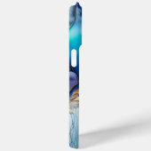 Modern Elegant Blue Gold Marble Personalised Name Case-Mate iPhone Case (Back / Right)