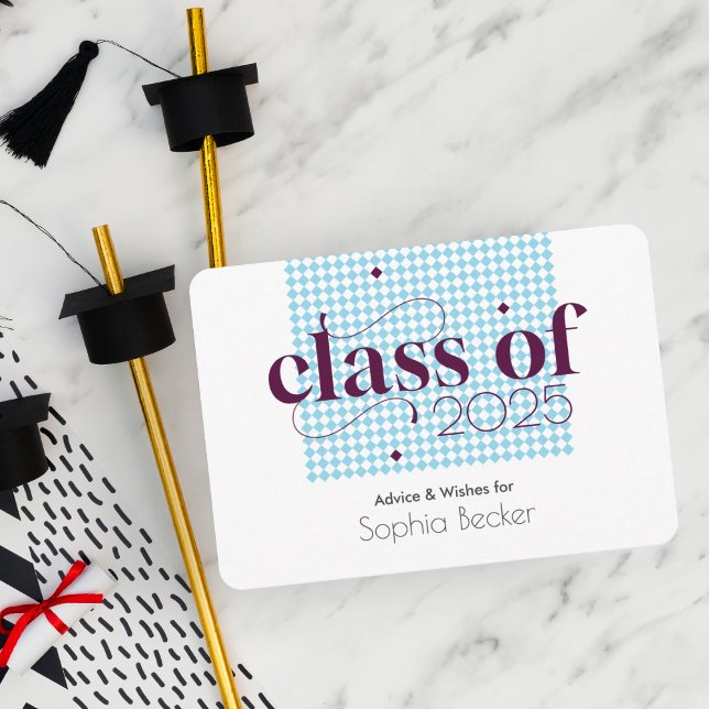 Modern Elegant Blue Graduation Cap Pattern Enclosure Card (Creator Uploaded)