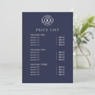 Modern Elegant Blue Logo Service Menu Price List