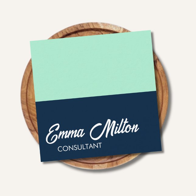 Modern Elegant Blue Mint Bold Consultant Square Business Card (Creator Uploaded)