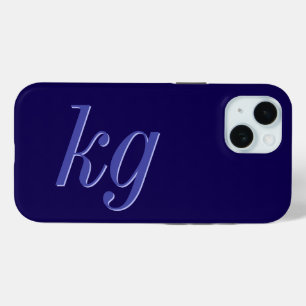 Modern Elegant Blue Monogram Initials iPhone 15 Case