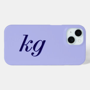 Modern Elegant Blue Monogram Initials iPhone 15 Case