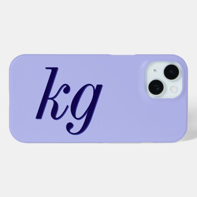 Modern Elegant Blue Monogram Initials Case-Mate iPhone Case (Back (Horizontal))