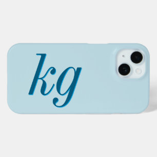 Modern Elegant Blue Monogram Initials iPhone 15 Case