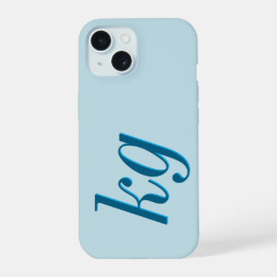 Modern Elegant Blue Monogram Initials iPhone 15 Case