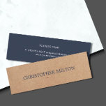 Modern Elegant Blue Printed Kraft Paper Consultant Mini Business Card<br><div class="desc">Modern simple customisable business card template with PRINTED kraft paper and dark blue background. Elegant and cool design. Perfect for consultant,  financial or architecture related professionals and more.</div>