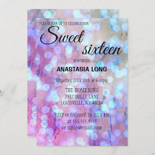 Modern, Elegant Blue Purple Sparkly Save The Date