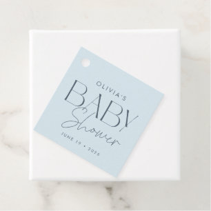 Modern Elegant Blue Script Baby Shower Gift Favour Tags