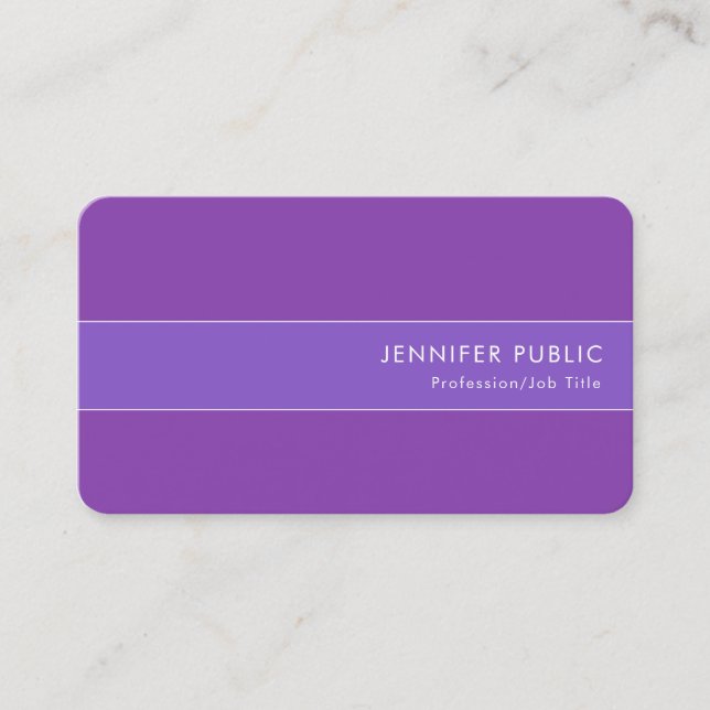 Modern Elegant Blue Violet Soft Silk Finish Luxe Business Card (Front)
