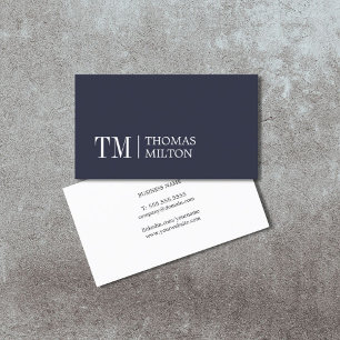 Modern Elegant Blue White Bold Monogram Consultant Business Card