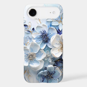 Modern Elegant Blue White Botanical Floral