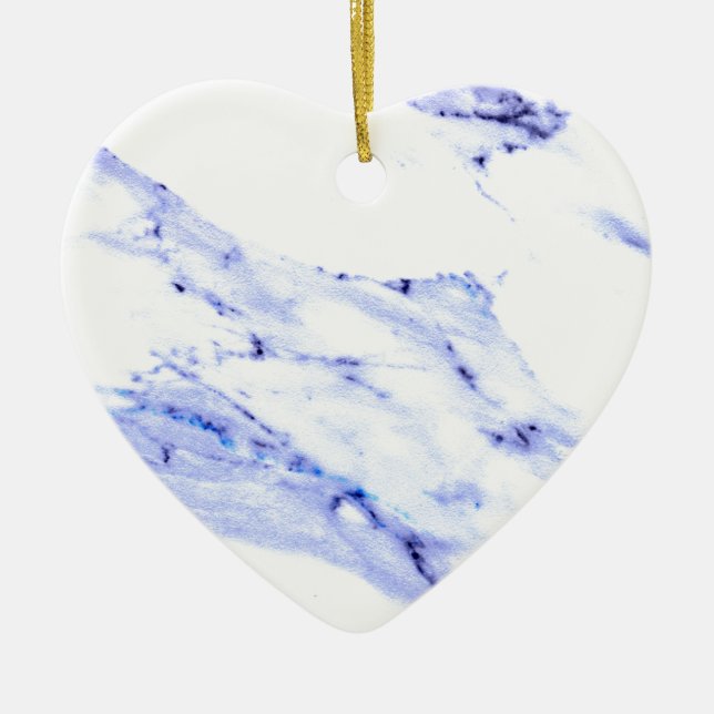 Modern Elegant Blue, White Marble granite pattern  Ceramic Tree Decoration (Front)