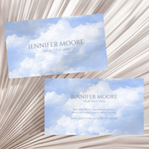Modern Elegant Blue White Sparkle Clouds Custom Business Card