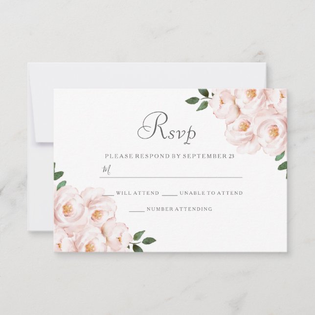 Modern Elegant Blush Floral Wedding RSVP (Front)