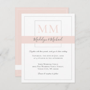 Modern Elegant Blush Monogram Wedding Invitation