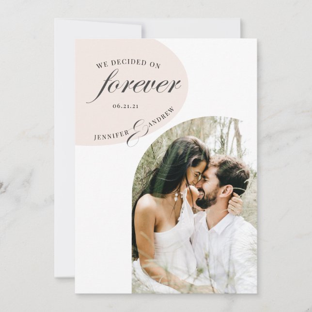 modern elegant blush photo save the date card (Front)
