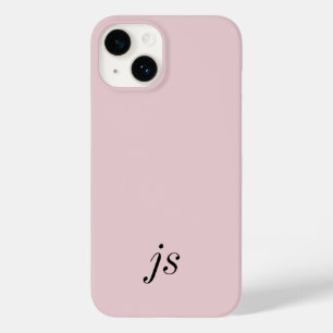 Modern Elegant Blush Pink Black Monogram Initials Case-Mate iPhone 14 Case