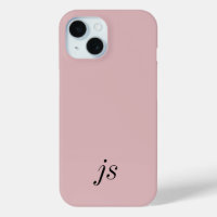 Modern Elegant Blush Pink Black Monogram Initials