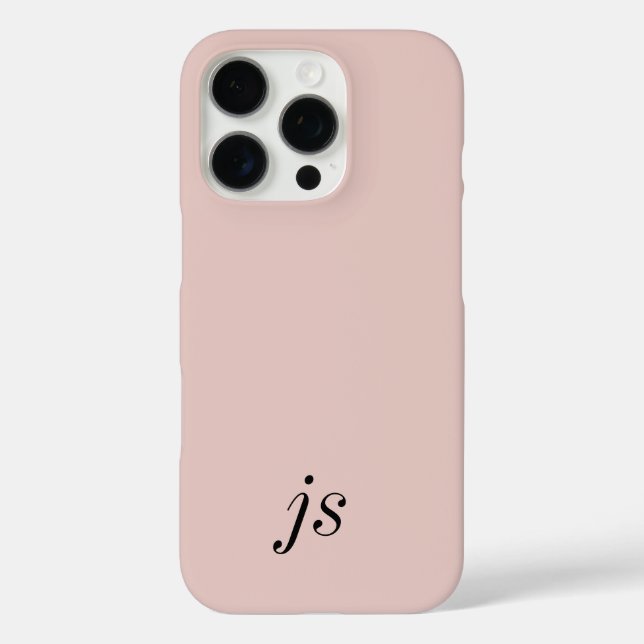 Modern Elegant Blush Pink Black Monogram Initials Case-Mate iPhone Case (Back)