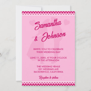 Modern Elegant Blush Pink Chevron Stripe Wedding Invitation