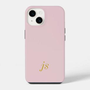 Modern Elegant Blush Pink Gold Monogram Initials iPhone 14 Case