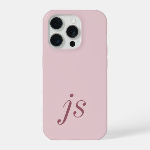 Modern Elegant Blush Pink Gold Monogram Initials iPhone 15 Pro Case