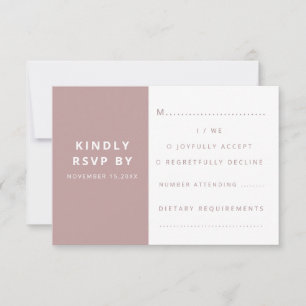 Modern Elegant Blush Pink Minimalist Wedding RSVP Card