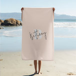 Modern Elegant Blush Pink Monogram Beach Towel<br><div class="desc">A handwritten monogram design in an elegant style in black informal casual script typography over a blush bold pink initial oversized letter. The text can easily be customised for a design as unique as you are!</div>