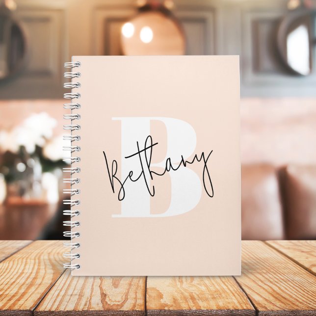 Modern Elegant Blush Pink Monogram Notebook (Creator Uploaded)