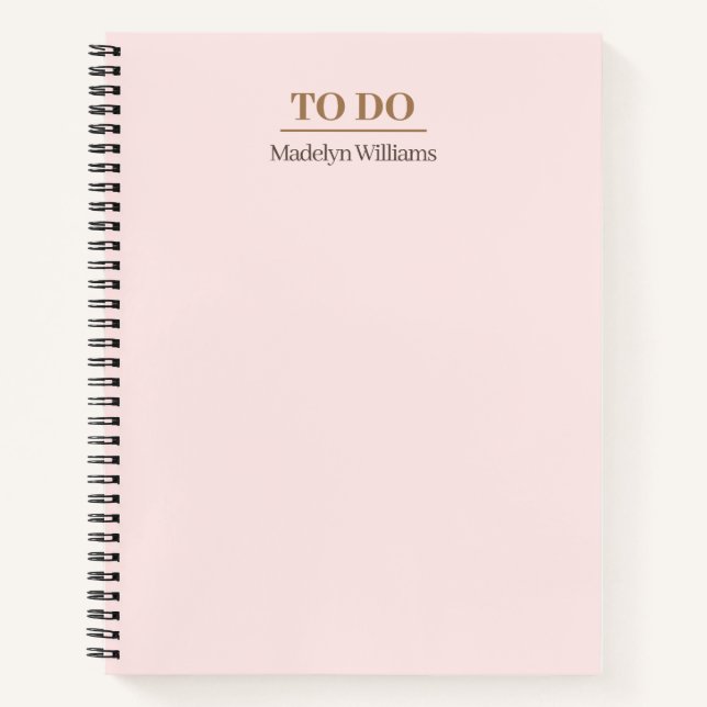 Modern Elegant Blush Pink To Do List Business Notebook (Front)