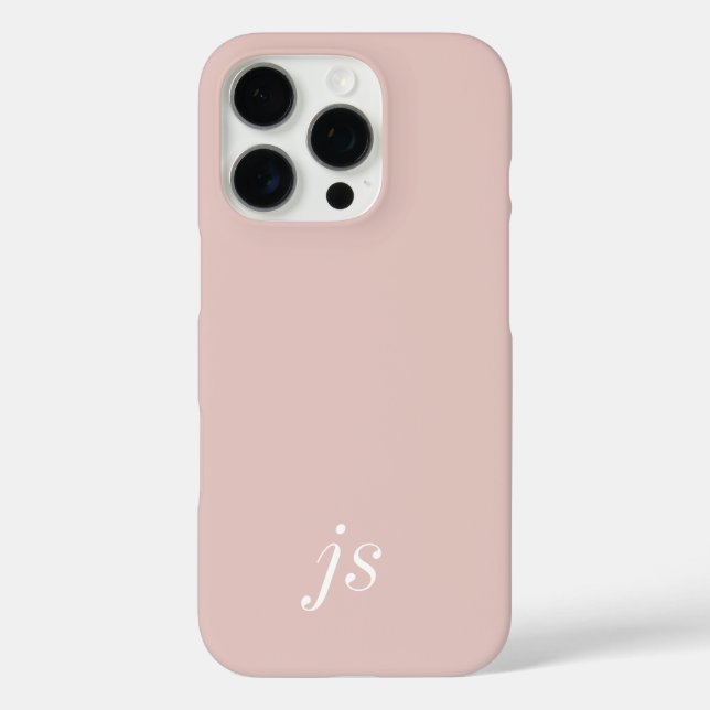 Modern Elegant Blush Pink White Monogram Initials Case-Mate iPhone Case (Back)