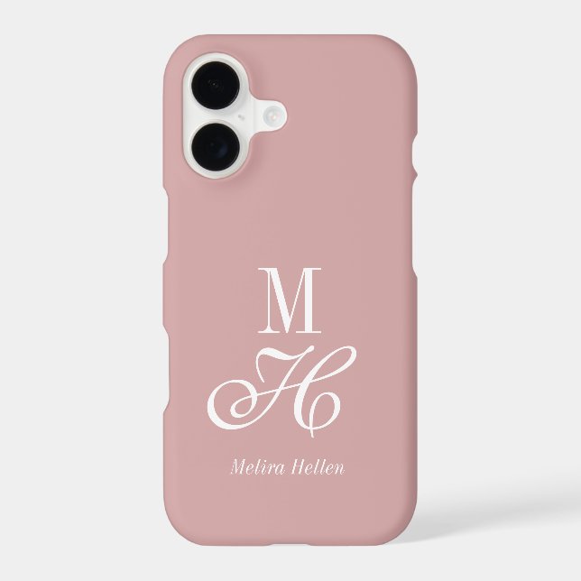 Modern Elegant Blush Pink White Monogram Name (Back)