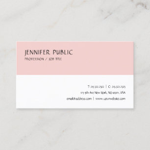 Modern Elegant Blush Pink White Simple Template Business Card