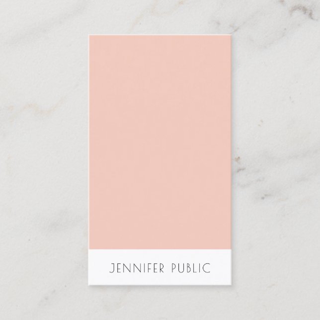 Modern Elegant Blush Pink White Template Simple Business Card (Front)
