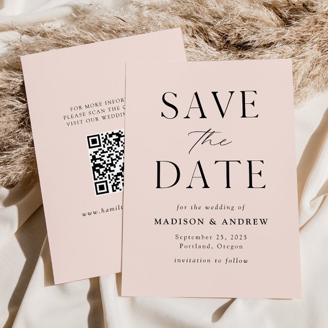 Modern Elegant Blush QR Code Save The Date (Creator Uploaded)