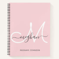 Modern Elegant Blush White Script Monogram