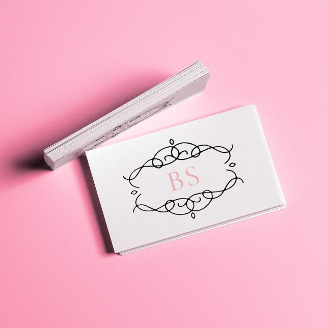 Modern Elegant Boho Black Frame Monogram Business Card (Creator Uploaded)