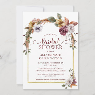 Modern Elegant Boho Floral Arch Bridal Shower Invitation