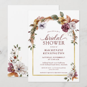 Modern Elegant Boho Floral Arch Bridal Shower Invitation