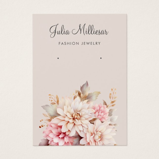 Modern Elegant Boho floral earring display card  (Front)