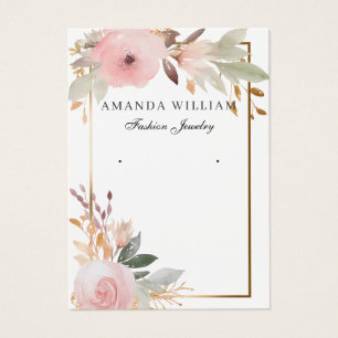Modern elegant Boho floral earring display card 