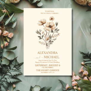 Modern Elegant Boho Nature Wildflowers Wedding Invitation