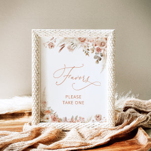 Modern Elegant Boho Pampas Grass Favours Poster