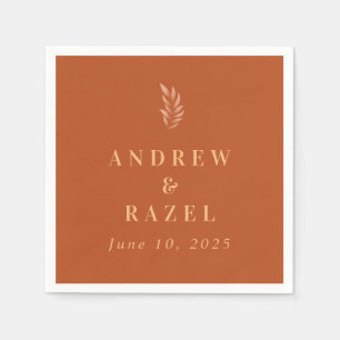 Modern Elegant Boho Wedding Leaves Napkin